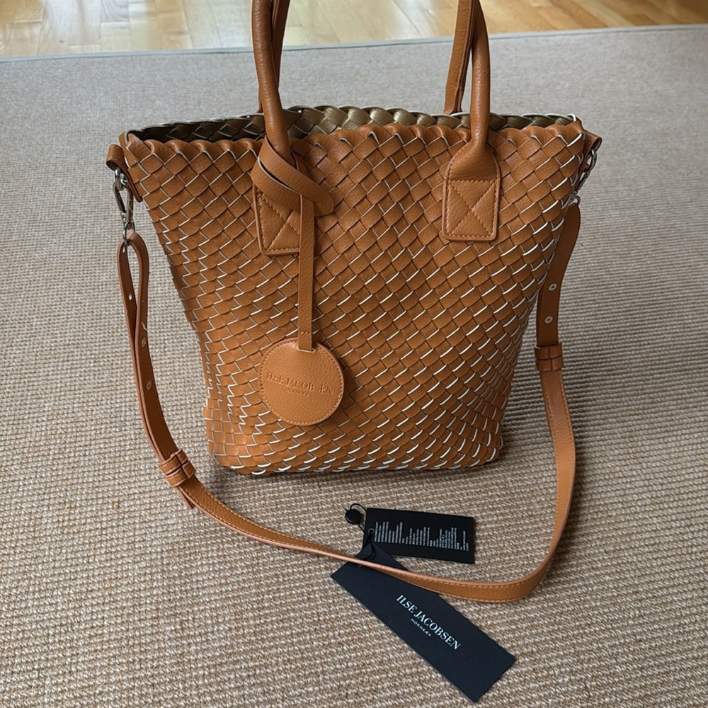 Ilse Jacobsen Orange Woven Faux Leather Mini Tote w/ Crossbody Strap - Picture 9 of 9